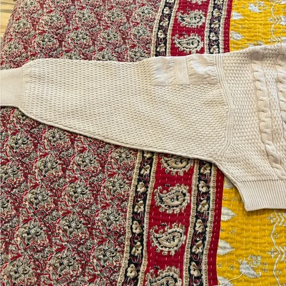 We The Free Cropped Heritage Ivory/Beige Cable Knit Cardigan - Picture 7 of 12